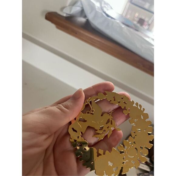 Bundle of 2 MMA 1980’s Ornament Colored Enamel Gold Plated Cornucopia Wreath - Picture 4 of 4